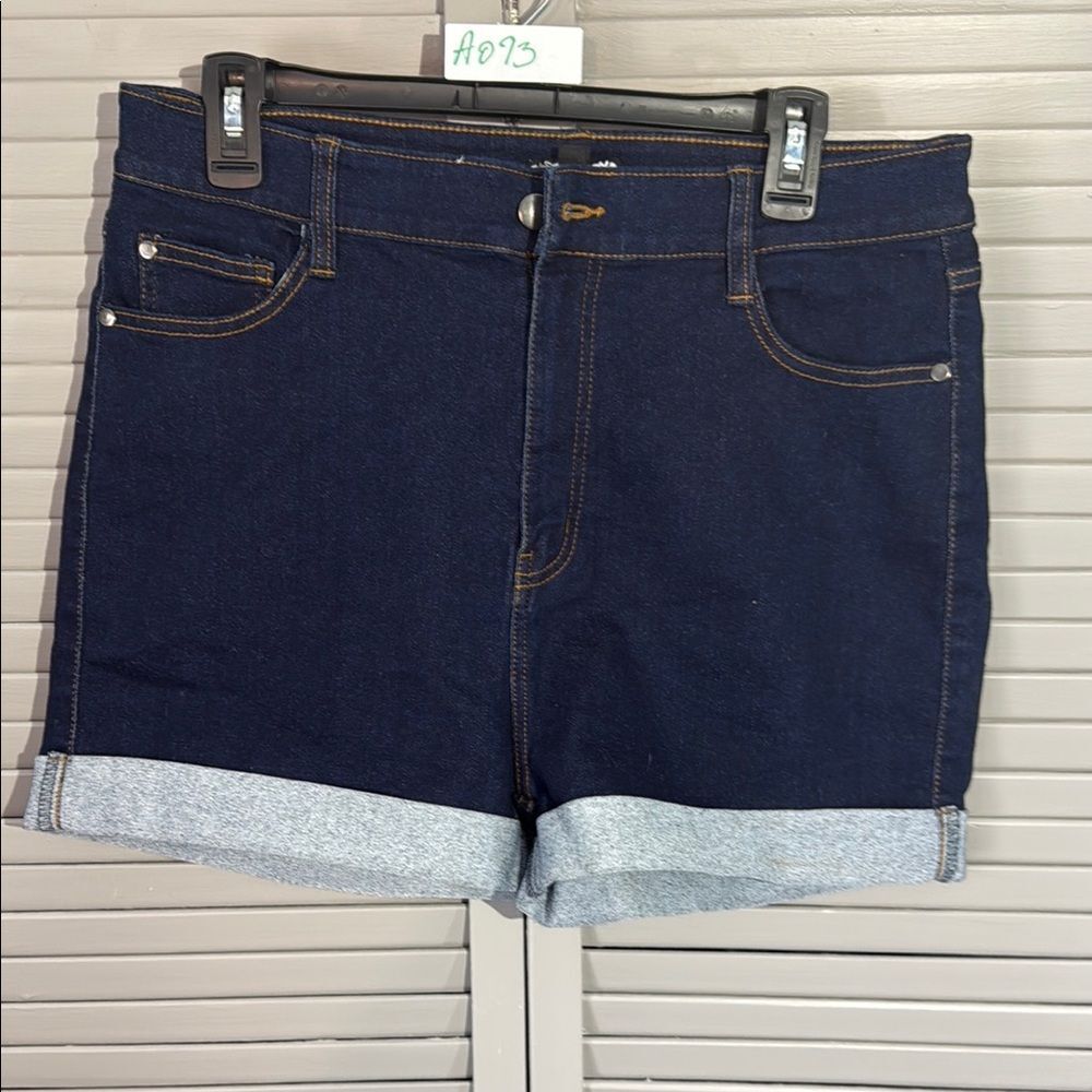 Fashion Nova Blue Jean Shorts High-Waisted Cuffed